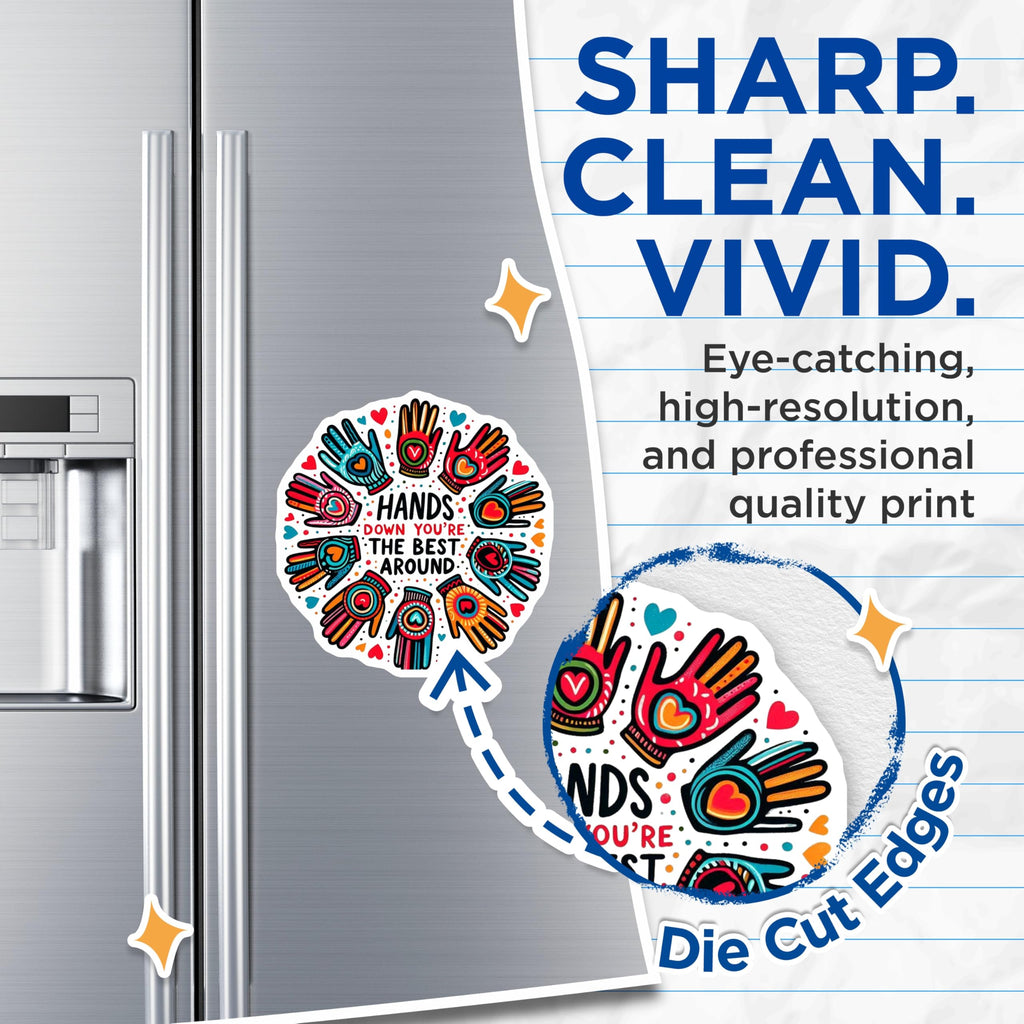 (2 Pack) Best Around Magnets - Appreciation Decor - Hands Down Magnet Set - 5" On Longest Side - Premium Magnet - for Cars, Refrigerators, Toolboxes, Lockers - Made in USA - MAG15179