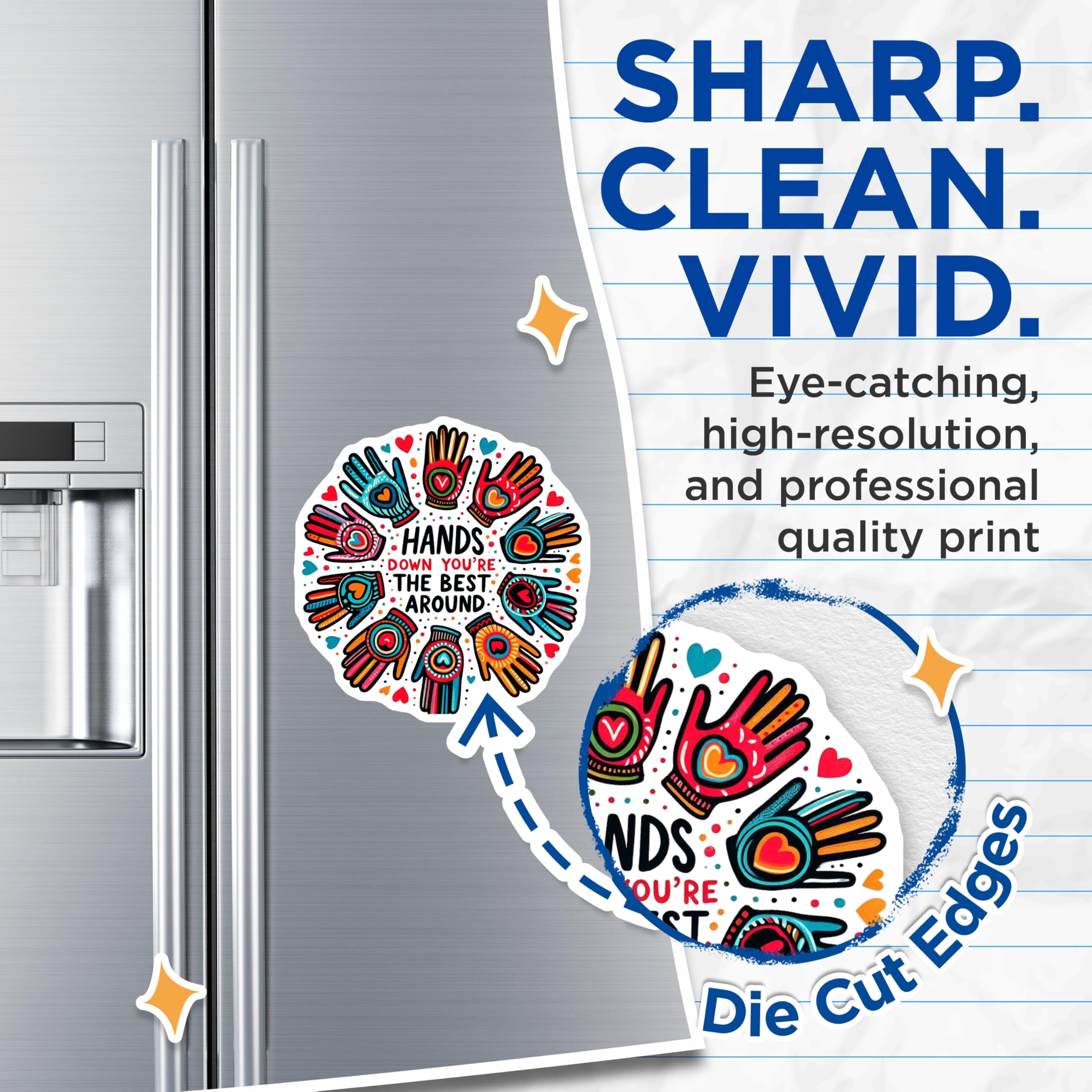 (2 Pack) Best Around Magnets - Appreciation Decor - Hands Down Magnet Set - 5" On Longest Side - Premium Magnet - for Cars, Refrigerators, Toolboxes, Lockers - Made in USA - MAG15179