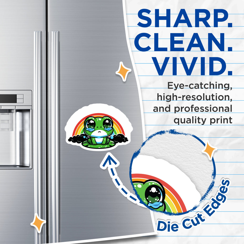 (2 Pack) Kawaii Crying Frog Magnets - Emo Frog Decor - Whimsical Aesthetic - Cute Amphibian Art - Refrigerator Locker - 5 Inches On Longest Side - Thick Durable Magnet - Made in USA - MAG38403
