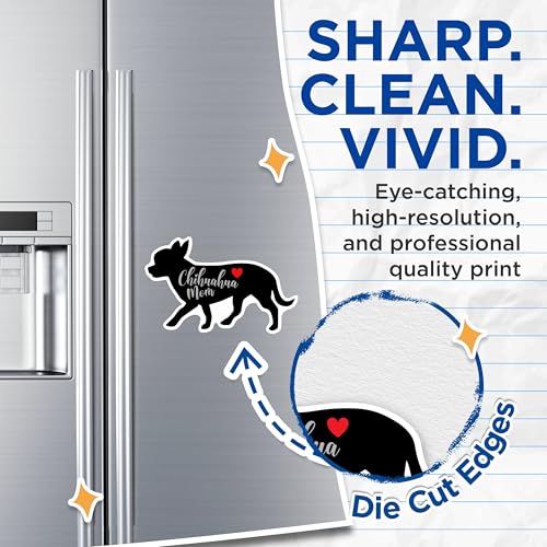 (2 Packs) Chihuahua Mom Dog Magnets - Chihuahua Dog Breed Magnets - 5 Inches On Longest Side - Premium Magnet - for Fridges, Toolboxes, Cars - Made in USA - MAG2455