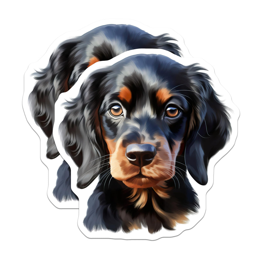 (2 Pack) Black Tan Dog Magnets - Gordon Setter Puppy Art - Spaniel Breed Decor - Pet Lover Fridge Magnet - Cute Dog Portrait - 5 Inches On Longest Side - Thick Durable Magnet - Made in USA - MAG25723