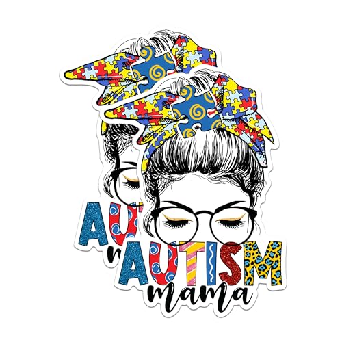 (2 Pack) Autism Mama Magnets - Awareness Magnets - Puzzle Piece Magnets- 5" On Longest Side - for Fridges, Toolboxes, Cars - Made in USA - MAG2952
