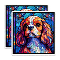 (2 Pack) Cavalier King Charles Spaniel Magnets - Stained Glass Dog - Fridge Magnets - 5" On Longest Side - Premium Magnet - for Cars, Refrigerators, Toolboxes, Lockers - Made in USA - MAG16366