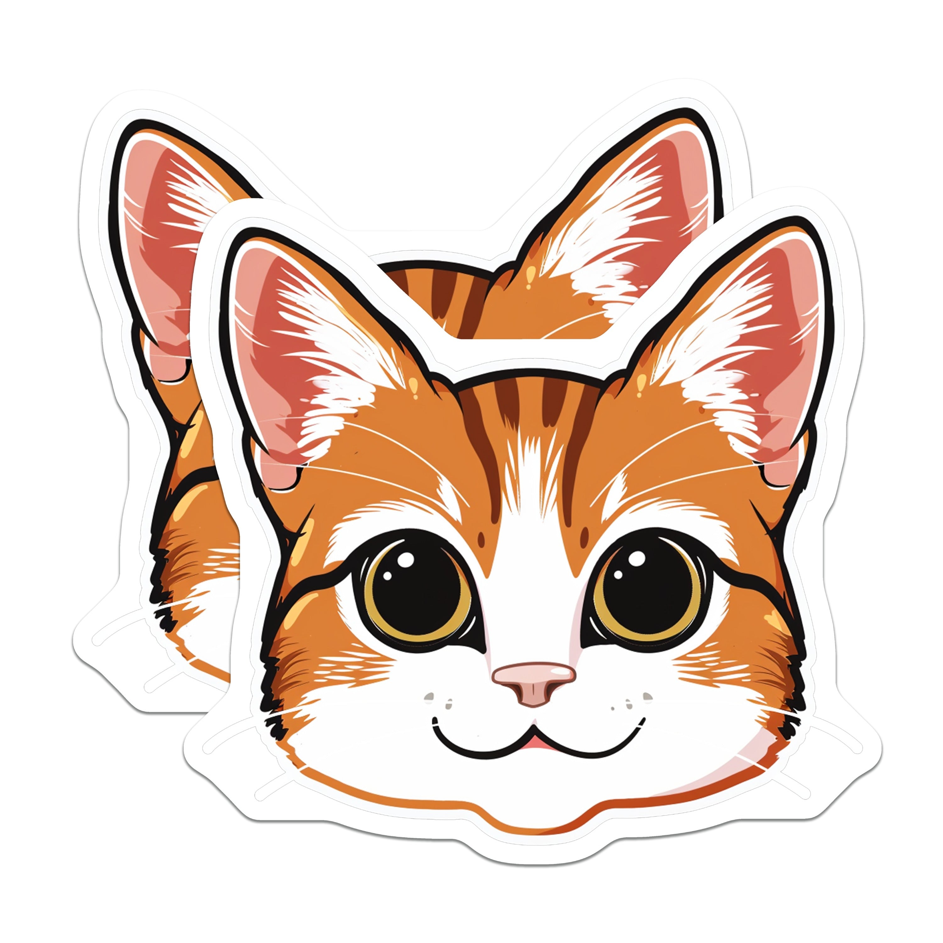 (2 Pack) Cute Orange Tabby Cat Head Magnets - Kawaii Kitty Decor - Animal Lover Refrigerator Accessory for Home - 5 Inches On Longest Side - Thick Durable Magnet - Made in USA - MAG36469