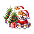 (2 Pack) Shiba Inu Christmas Dog Magnets - Santa Puppy Pet Lover - Refrigerator Kitchen Decor - 5 Inches On Longest Side - Thick Durable Magnet - Made in USA - MAG25832