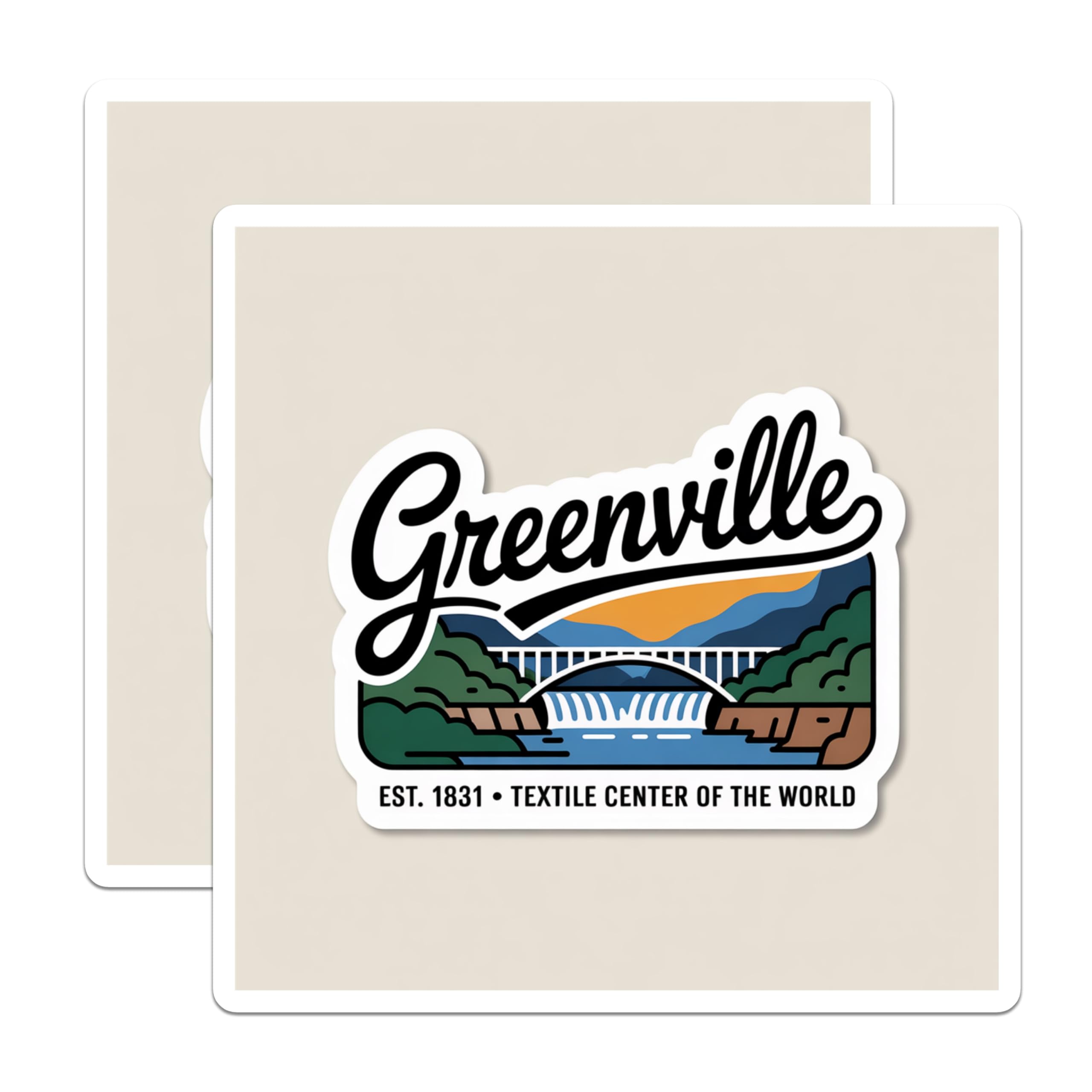 (2 Pack) Greenville South Carolina Magnets - Hometown Souvenir - Textile Center SC - 5" On Longest Side - Premium Magnet - for Cars, Refrigerators, Toolboxes, Lockers - Made in USA - MAG18995