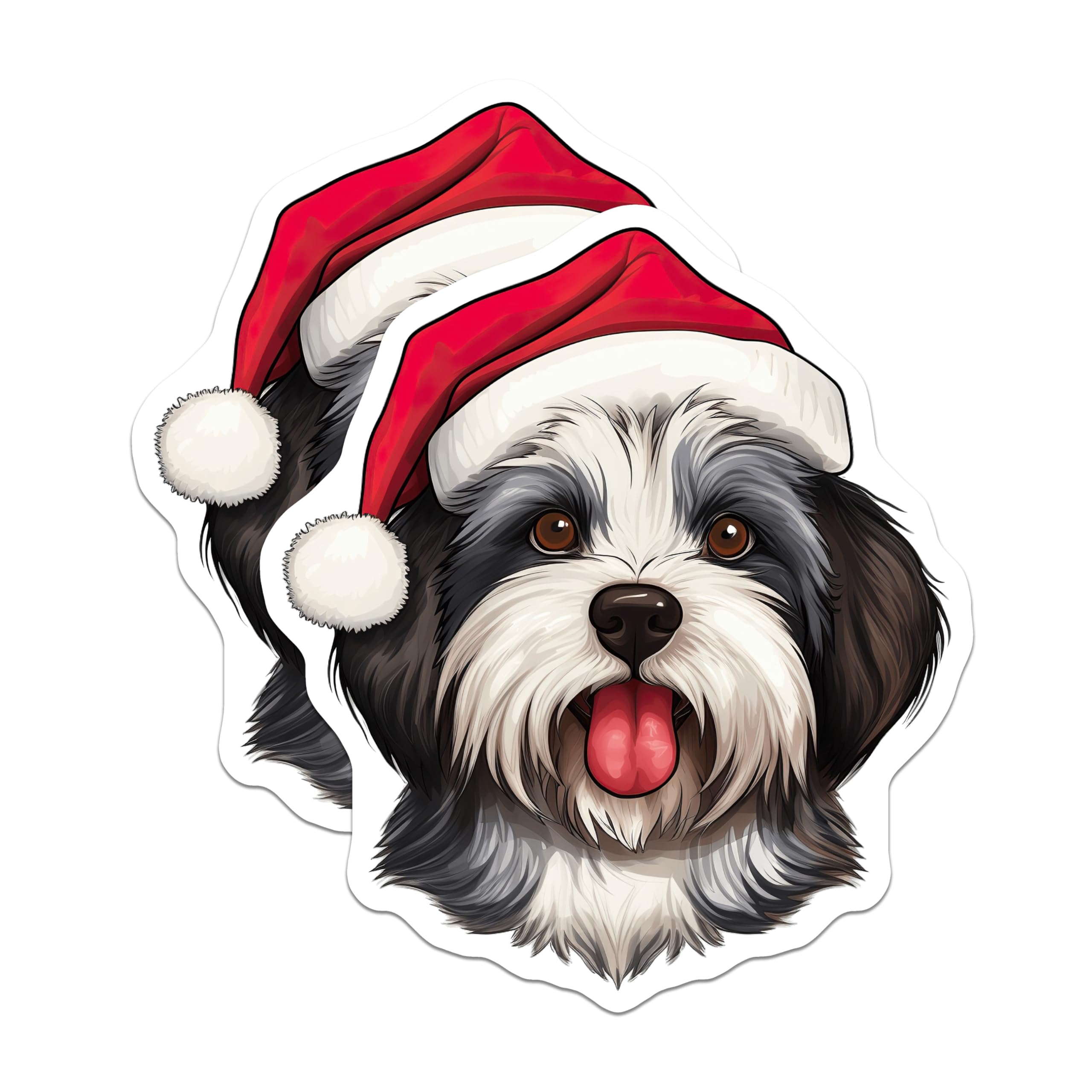 (2 Pack) Shih Tzu Christmas Dog Magnets - Santa Hat Puppy Refrigerator Magnets - Festive Pet Lover Decor - 5 Inches On Longest Side - Thick Durable Magnet - Made in USA - MAG27970