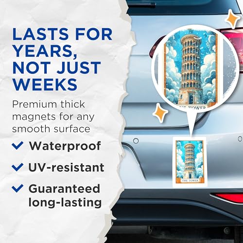 (2 Packs) The Tower Tarot Card Magnets - Spiritual Metaphysical Mystic Magial Magnets - 5 Inches On Longest Side - Premium Magnet - for Fridges, Toolboxes, Cars - Made in USA - MAG2266