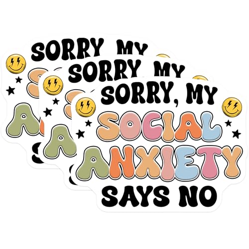 (3 Pack) Social Anxiety Decals - Laptop Decal - Anxiety Quote Decal - 3 Inches On Longest Side - Easy Peel & Apply - Made in USA - 3MCS6433