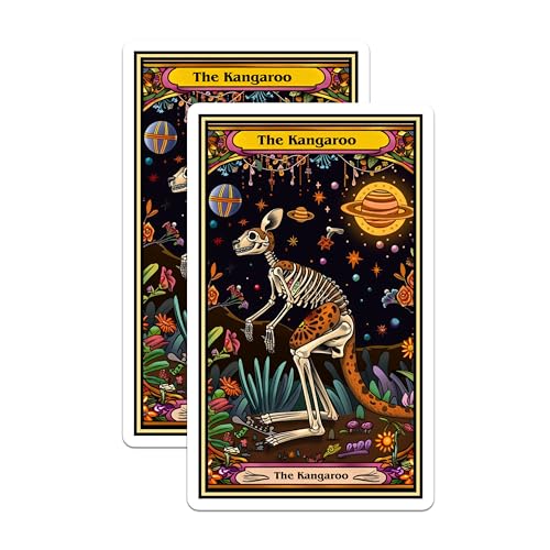 (2 Pack) The Kangaroo Magnets - Skeleton Animal Art Magnet - Cosmic Illustration - 5" On Longest Side - for Cars, Fridges, Toolboxes - Made in USA - MAG3643
