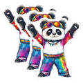 (3 Pack) Panda Bear Decals - Hippie Panda - Colorful Panda Stickers - 3 Inches On Longest Side - Easy Peel & Apply - Made in USA - 3MCS8270