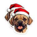 (2 Pack) Christmas Pug Dog Magnets - Festive Holiday Puppy Decor - Happy Canine Refrigerator Locker Decal Accessory - 5 Inches On Longest Side - Thick Durable Magnet - Made in USA - MAG24265
