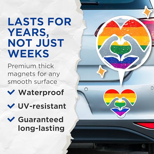 (2 Packs) Rainbow Heart Inclusive Rainbow Magnets - LGBTQ Friendly Welcoming Magnets - 5 Inches On Longest Side - Premium Magnet - for Fridges, Toolboxes, Cars - Made in USA - MAG2279