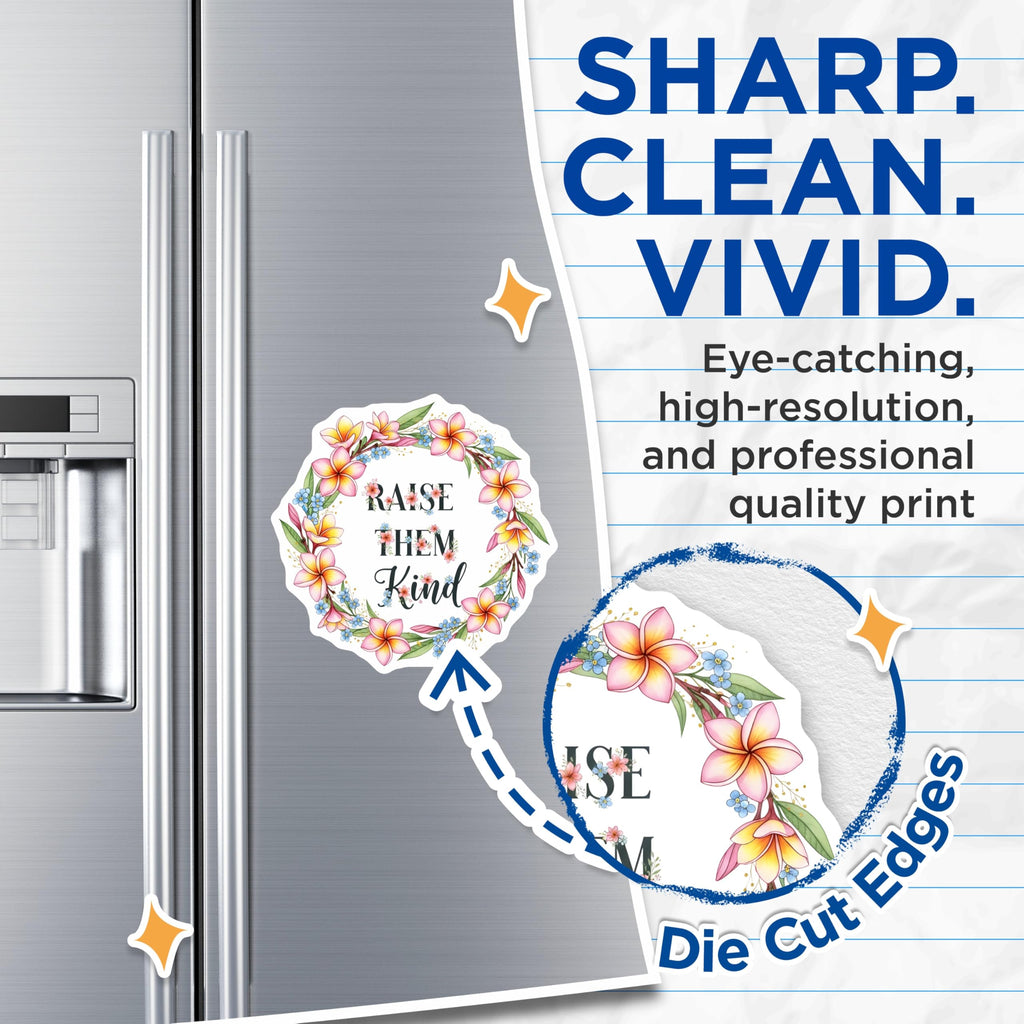(2 Pack) Floral Quote Magnets - Raise Them Kind - Frangipani Flower Refrigerator Decor - 5" On Longest Side - Premium Magnet - for Cars, Refrigerators, Toolboxes, Lockers - Made in USA - MAG17635