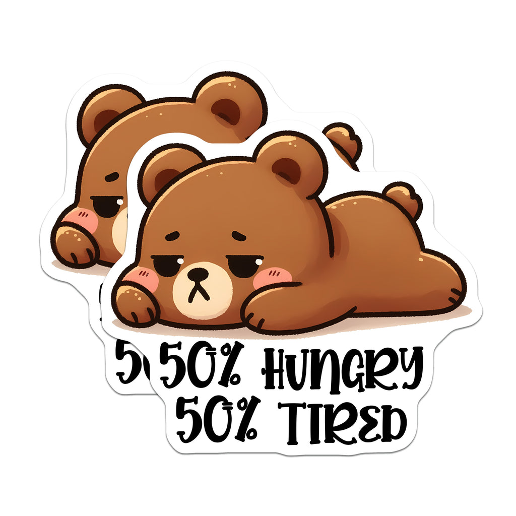 (2 Pack) Hungry Tired Bear Magnets - Kawaii Animal Fridge - Relatable Cute Locker Decor - 5 Inches On Longest Side - Thick Durable Magnet - Made in USA - MAG37926