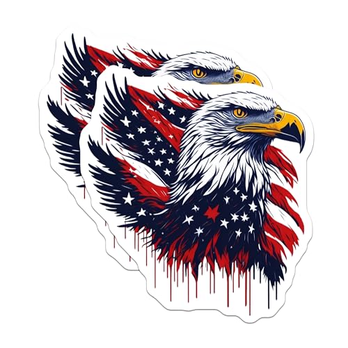 (2 Pack) Patriotic Eagle Magnets - American Flag - USA Decor - Bald Eagle Art - National Pride - 5" On Longest Side - for Cars, Fridges, Toolboxes - Made in USA - MAG6762