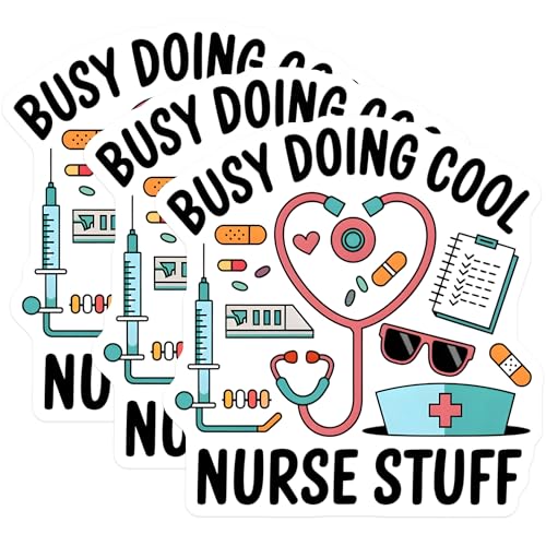 (3 Pack) Nurse Decals - Cool Nurse Stuff Decal - Healthcare Professional Stickers- 3 Inches On Longest Side - Easy Peel & Apply - Made in USA - 3MCS5166