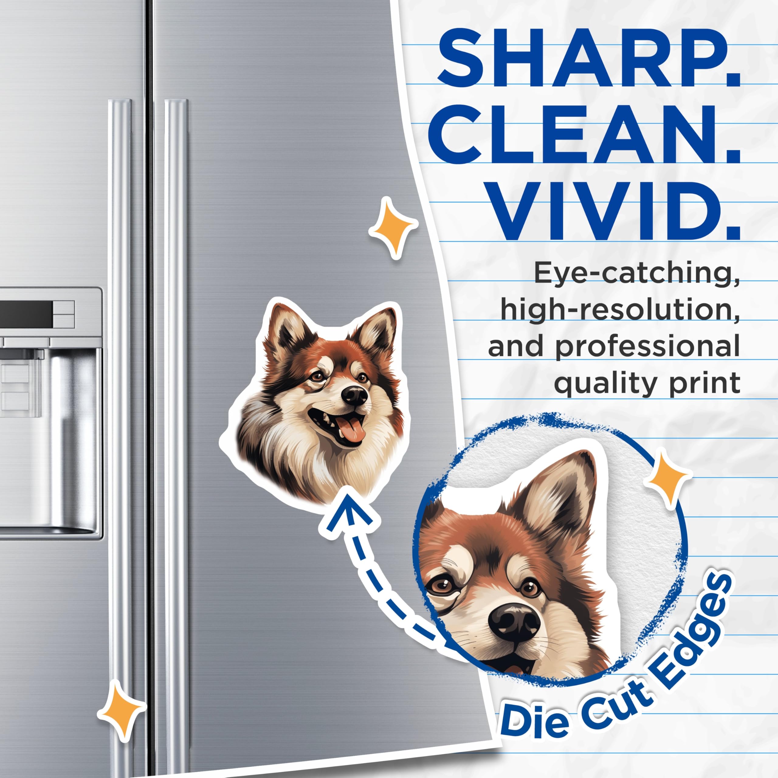 (2 Pack) Shiba Inu Dog Magnets - Happy Fluffy Canine - Pet Lover Fridge Decor - 5 Inches On Longest Side - Thick Durable Magnet - Made in USA - MAG23637