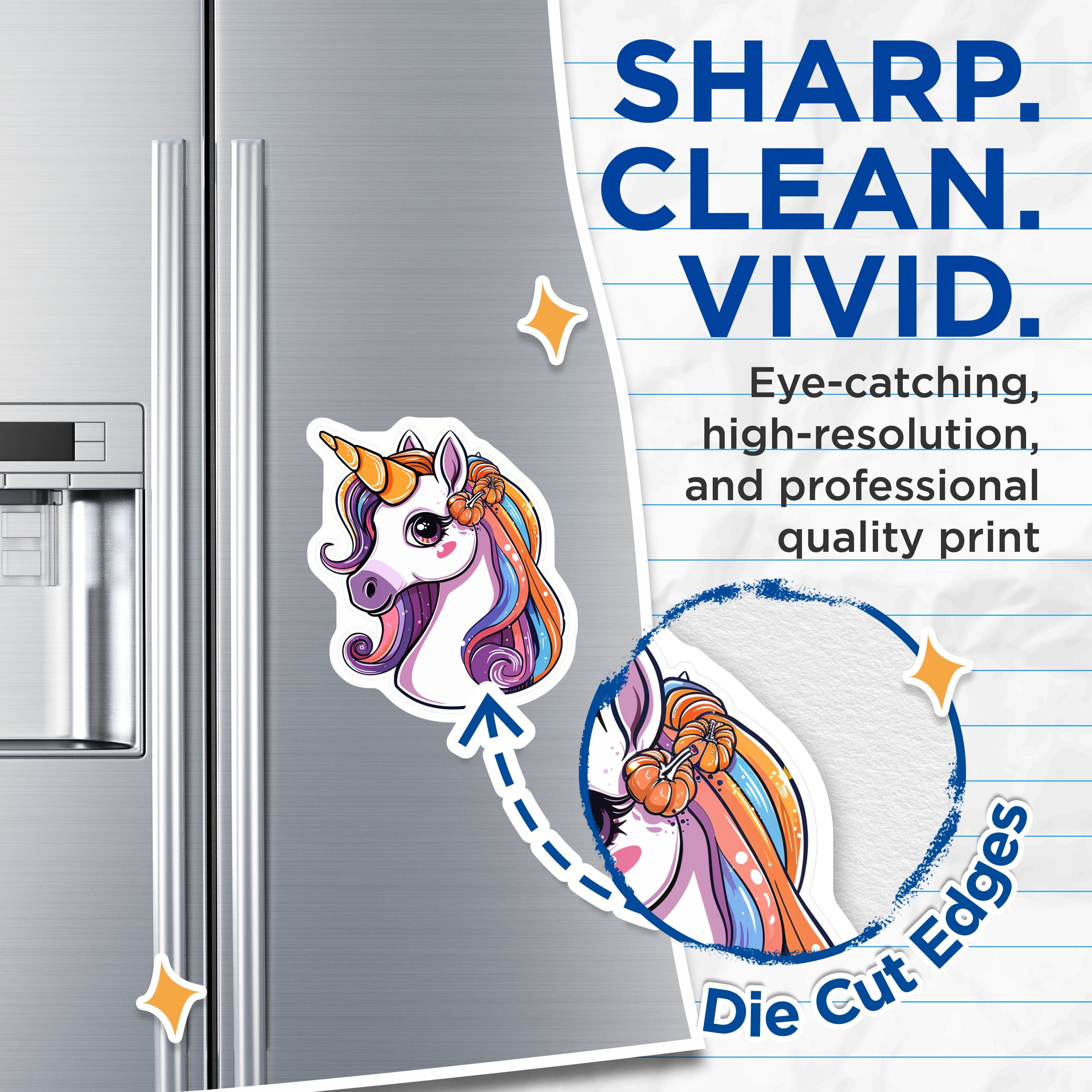(2 Pack) Halloween Unicorn Magnets - Autumn Fantasy Decor - Cute Kawaii Refrigerator Fun - 5 Inches On Longest Side - Thick Durable Magnet - Made in USA - MAG37095