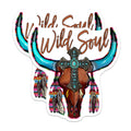 (2 Pack) Wild Soul Bull Skull Magnets - Boho Western Decor - Southwestern Cowgirl Style Longhorn - 5 Inches On Longest Side - Thick Durable Magnet - Made in USA - MAG30704