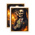 (2 Pack) Skeleton Money Magnets - Grim Reaper Art - Cigar Smoker Magnet - 5" On Longest Side - Premium Magnet - for Cars, Refrigerators, Toolboxes, Lockers - Made in USA - MAG15691