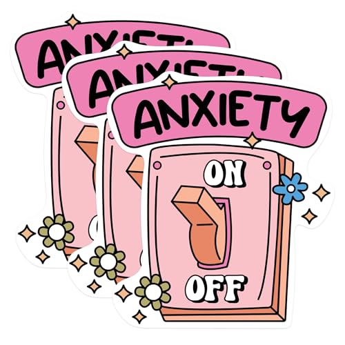 (3 Pack) Anxiety Switch Decals - Mental Health Stickers - Self Care Reminder - 3 Inches On Longest Side - Easy Peel & Apply - Made in USA - 3MCS1023