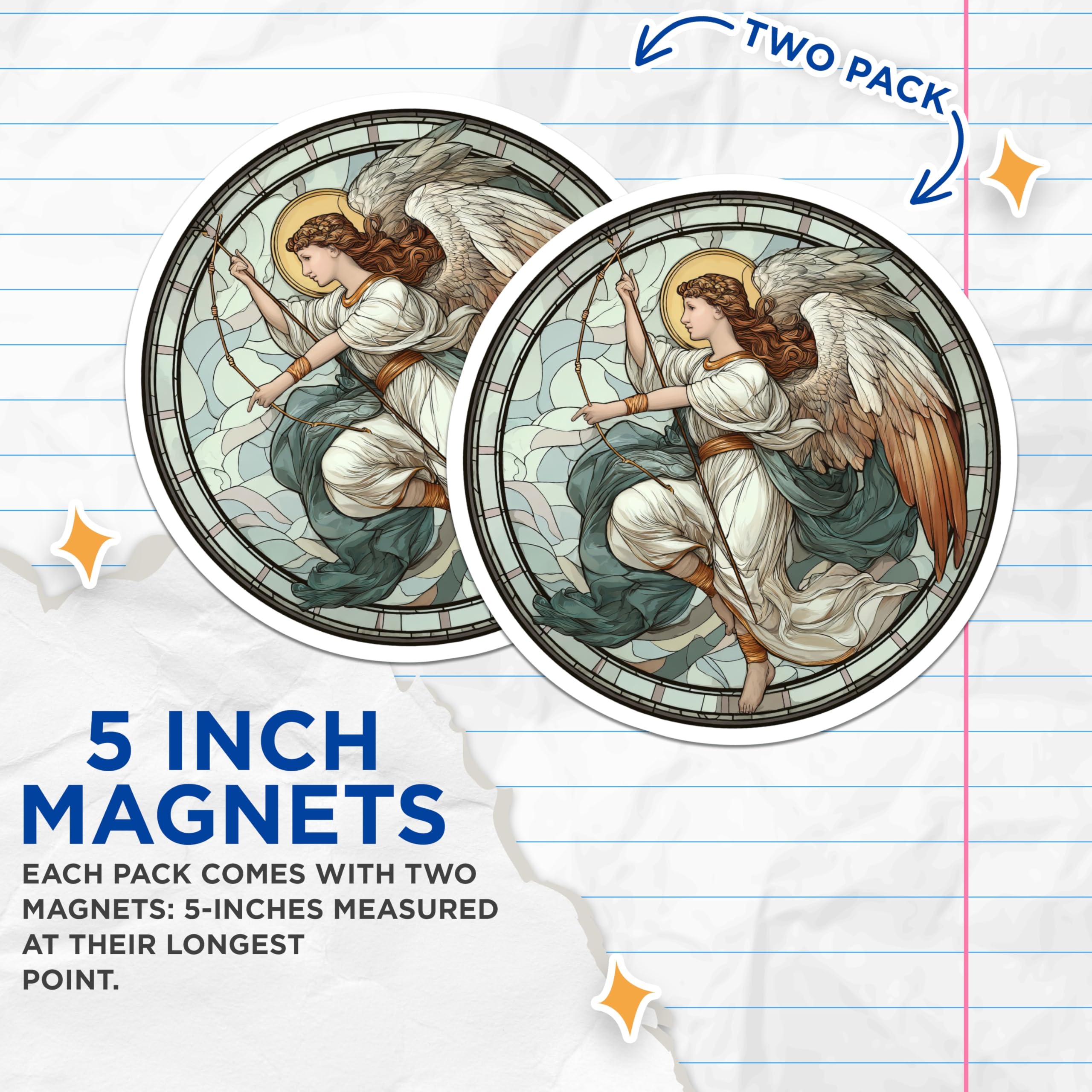 (2 Pack) Angel Magnets - Art Nouveau Decor - Archangel Home Accessories - 5" On Longest Side - Premium Magnet - for Cars, Refrigerators, Toolboxes, Lockers - Made in USA - MAG14431