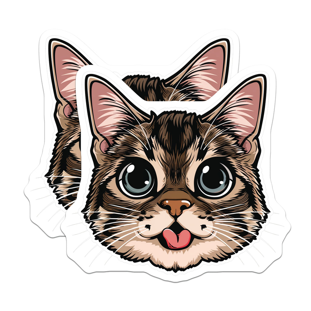 (2 Pack) Cute Cat Magnets - Funny Kitty Face - Cat Lover Decor - Refrigerator Locker Appliance Magnet - 5 Inches On Longest Side - Thick Durable Magnet - Made in USA - MAG36424