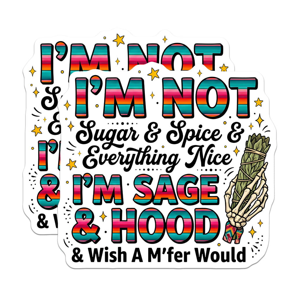(2 Pack) Sassy Sage Hood Magnets - Witchy Spiritual Quote - Empowering Woman Decor - 5 Inches On Longest Side - Thick Durable Magnet - Made in USA - MAG26976