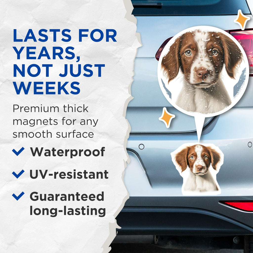 (2 Pack) Brittany Spaniel Puppy Magnets - Cute Dog Art - Pet Lover Fridge Decor - 5 Inches On Longest Side - Thick Durable Magnet - Made in USA - MAG24415