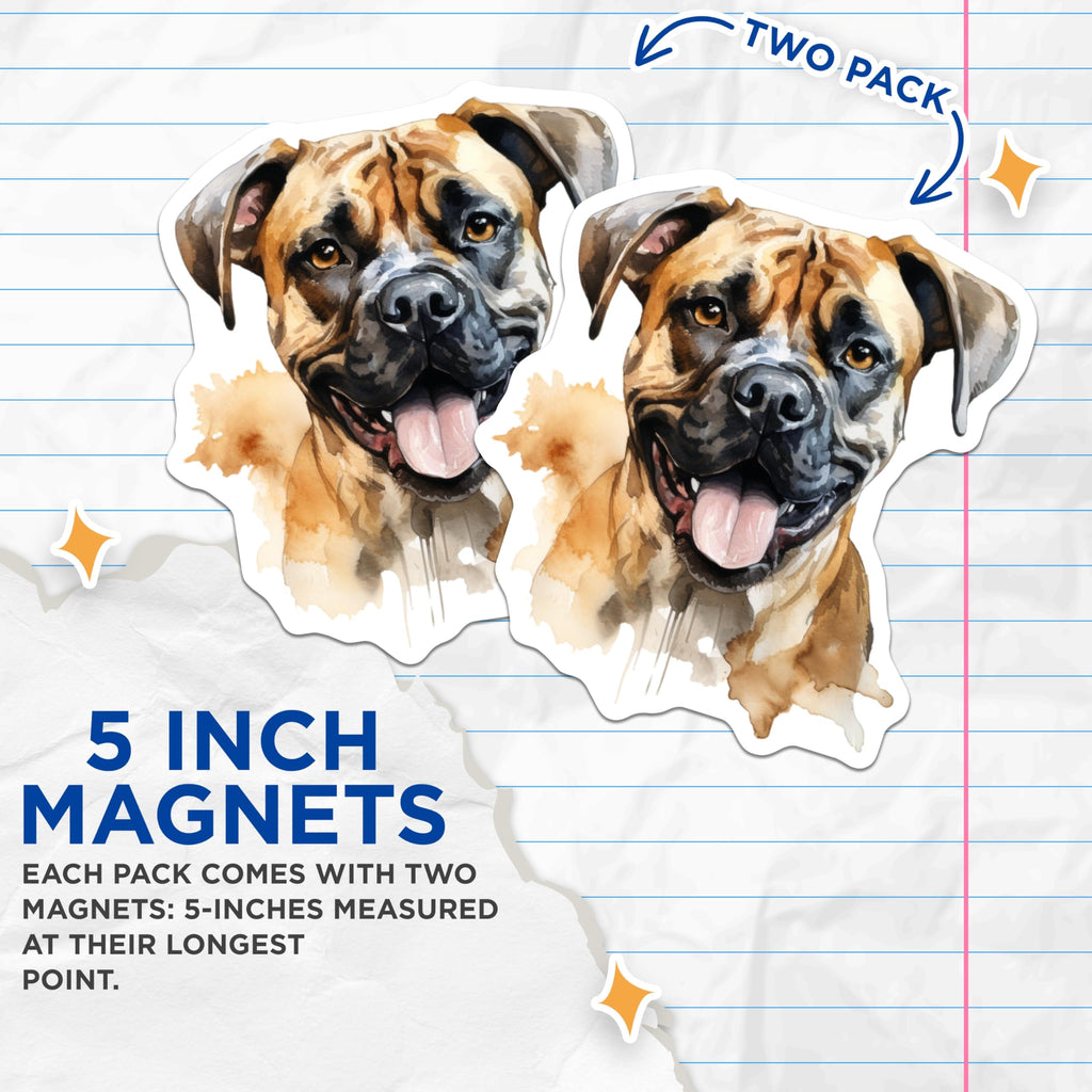 (2 Pack) Watercolor Boxer Dog Magnets - Boxer Lover Pet Decor - Dog Mom Fridge Magnets - 5 Inches On Longest Side - Thick Durable Magnet - Made in USA - MAG30759