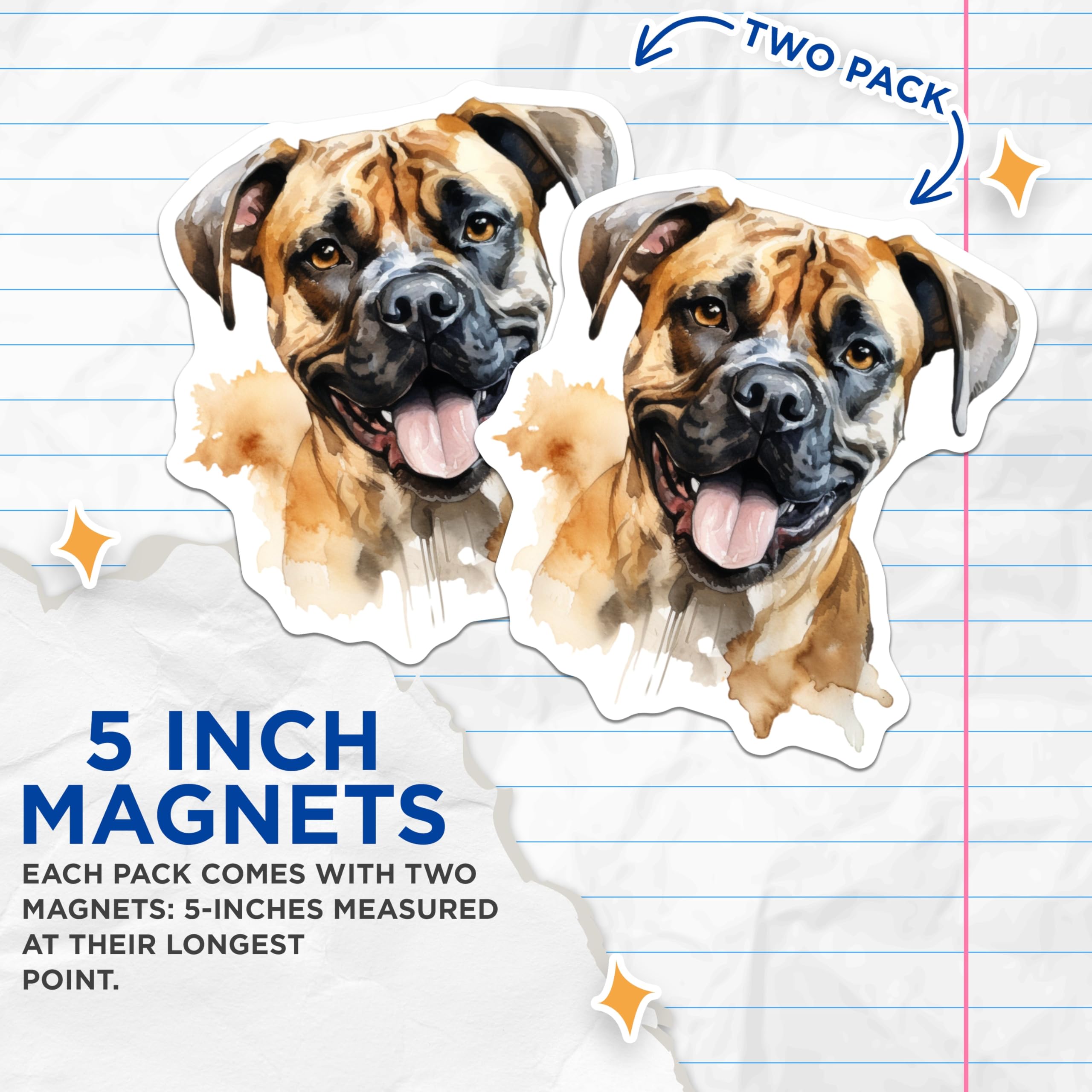 (2 Pack) Watercolor Boxer Dog Magnets - Boxer Lover Pet Decor - Dog Mom Fridge Magnets - 5 Inches On Longest Side - Thick Durable Magnet - Made in USA - MAG30759