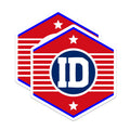 (2 Pack) ID Badge Stickers - American Stripes Symbol - Initial Stickers - 5" On Longest Side - Sticks to Smooth Flat Surfaces - Made in USA - BMCS17799
