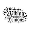 (2 Pack) Vibing With My Demons Magnets - Gothic Bat Stars Decor - Spooky Halloween Kitchen - Alternative Refrigerator Display - 5 Inches On Longest Side - Thick Durable Magnet - Made in USA - MAG22843
