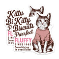 (2 Pack) Kitty Biscuits Purrfect Fluffy Stickers - Cute Cat Decal - Fun Kitty Decoration - 5" On Longest Side - Sticks to Smooth Flat Surfaces - Made in USA - BMCS5897