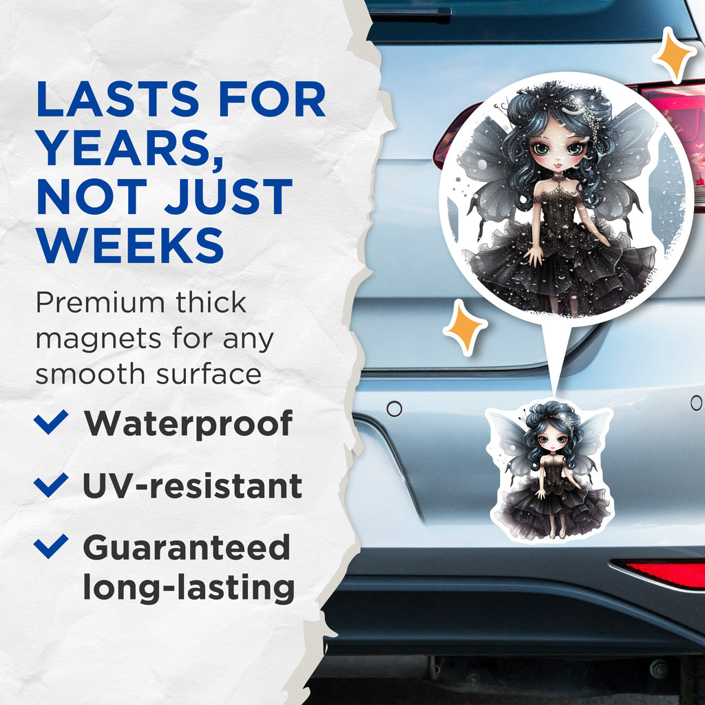 (2 Pack) Dark Fantasy Fairy Magnets - Gothic Lolita Decor - Whimsigoth Art - Mystical Creature - 5 Inches On Longest Side - Thick Durable Magnet - Made in USA - MAG36615