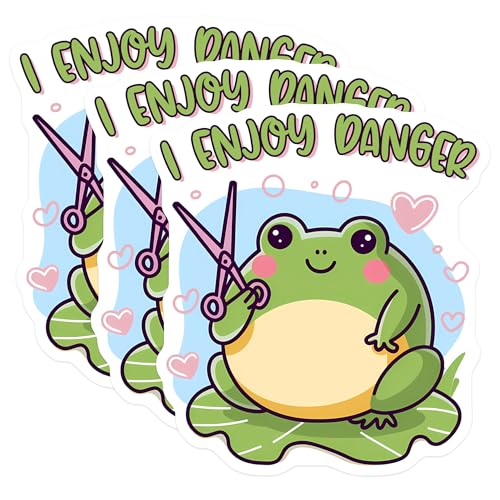 (3 Pack) Frog Enjoy Danger Decals - Funny Frog Stickers - Laptop Decal - 3 Inches On Longest Side - Easy Peel & Apply - Made in USA - 3MCS2080