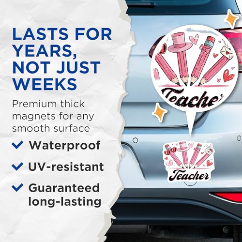 (2 Pack) Teacher Appreciation Magnets - Cute Pencil Design - 5" On Longest Side - for Cars, Fridges, Toolboxes - Made in USA - MAG7644