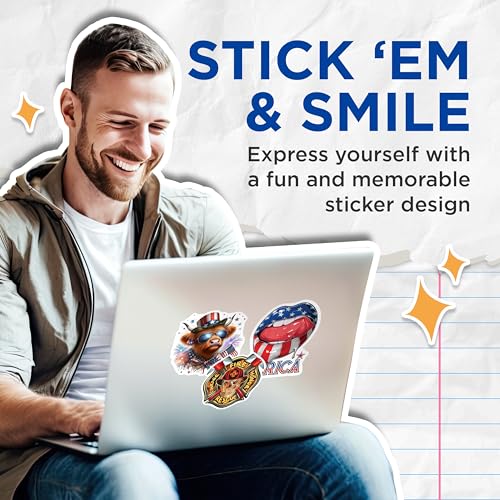 (2 Pack) Patriotic Cow Stickers - USA Fourth of July Stickers - American Flag Animal Sticker - Independence Day Decal - 5" On Longest Side - Sticks to Smooth Flat Surfaces - Made in USA - BMCS6332