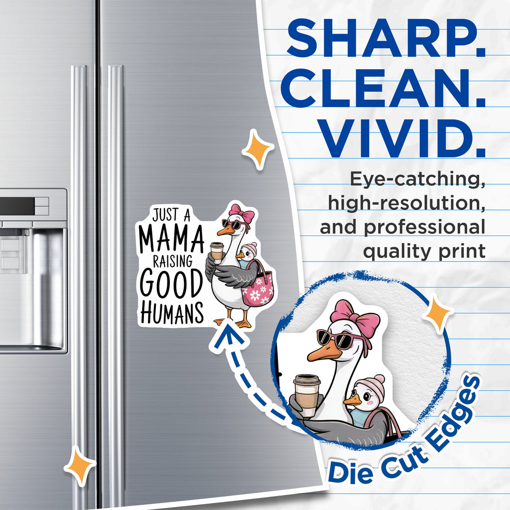 (2 Pack) Mama Goose Raising Humans Magnets - Funny Mom Life Humor Decor - Busy Mother's Day Idea - 5 Inches On Longest Side - Thick Durable Magnet - Made in USA - MAG38217