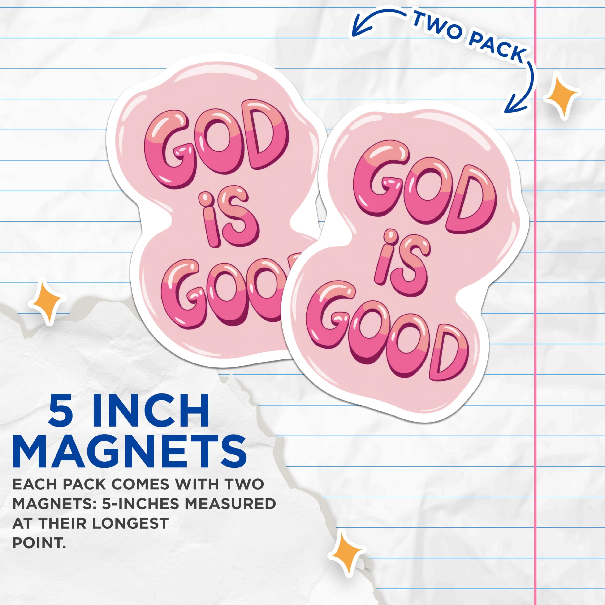 (2 Pack) God is Good Magnets - Christian Affirmation - Faith Based Home Decor - 5 Inches On Longest Side - Thick Durable Magnet - Made in USA - MAG26362