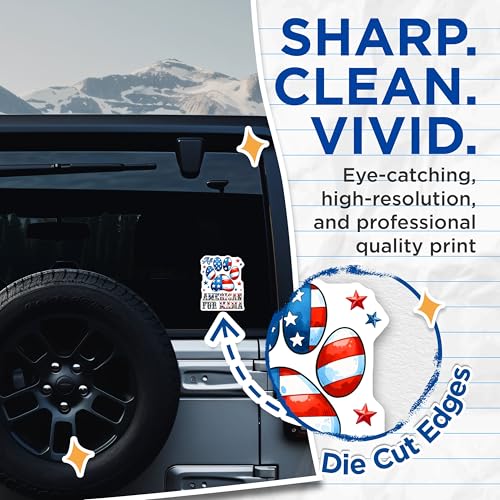 (2 Pack) All American Fur Mama Stickers - Patriotic Pet - USA Dog Mom - 5" On Longest Side - Sticks to Smooth Flat Surfaces - Made in USA - BMCS7454
