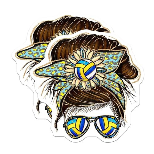 (2 Pack) Volleyball Flower Sunglasses Stickers - Sports Accessories - Trendy Sporting Decals - 5" On Longest Side - Sticks to Smooth Flat Surfaces - Made in USA - BMCS6202