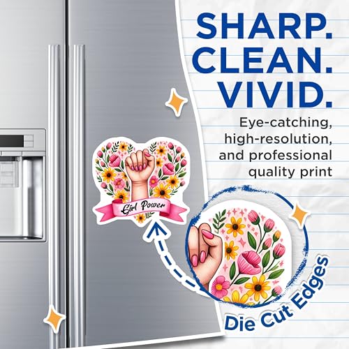 (2 Pack) Girl Power Magnets Magnets - Flower Design - Feminist Art - 5" On Longest Side - Made in USA - Sticks to Refrigerators & Metal Surfaces - MAG8351