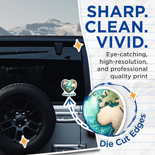 (2 Pack) Earth Day Stickers - Eco-Friendly Stickers - World Map Stickers - 5" On Longest Side - Sticks to Smooth Flat Surfaces - Made in USA - BMCS9748
