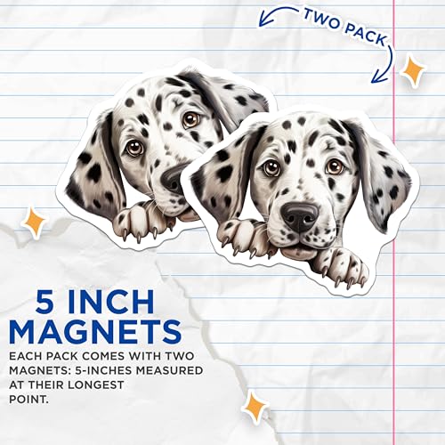 (2 Pack) Cute Puppy Dog Face Magnet - Adorable Animal Lover Decor - 5" On Longest Side - Sticks to Smooth Flat Surfaces - Made in USA - MAG9949