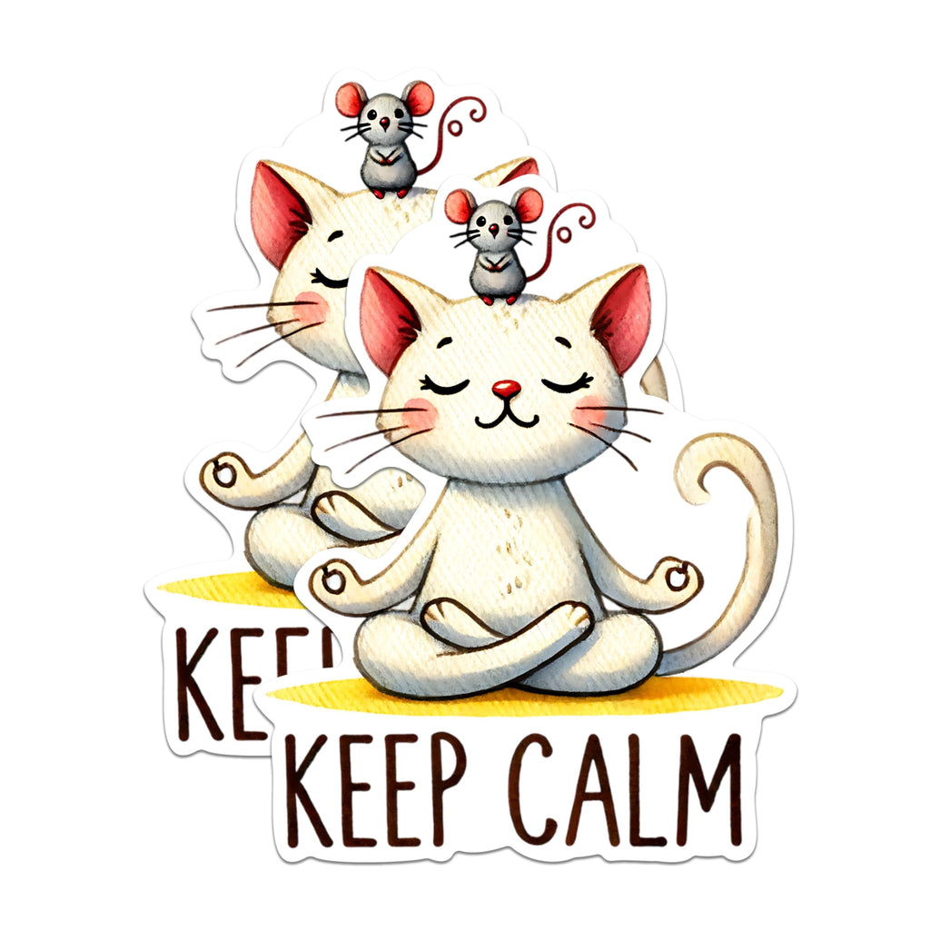 (2 Packs) Keep Calm Meditating Cat Magnets - Cat Meditation Yoga Peace Magnets - 5 Inches On Longest Side - Premium Magnet - for Fridges, Toolboxes, Cars - Made in USA - MAG2427
