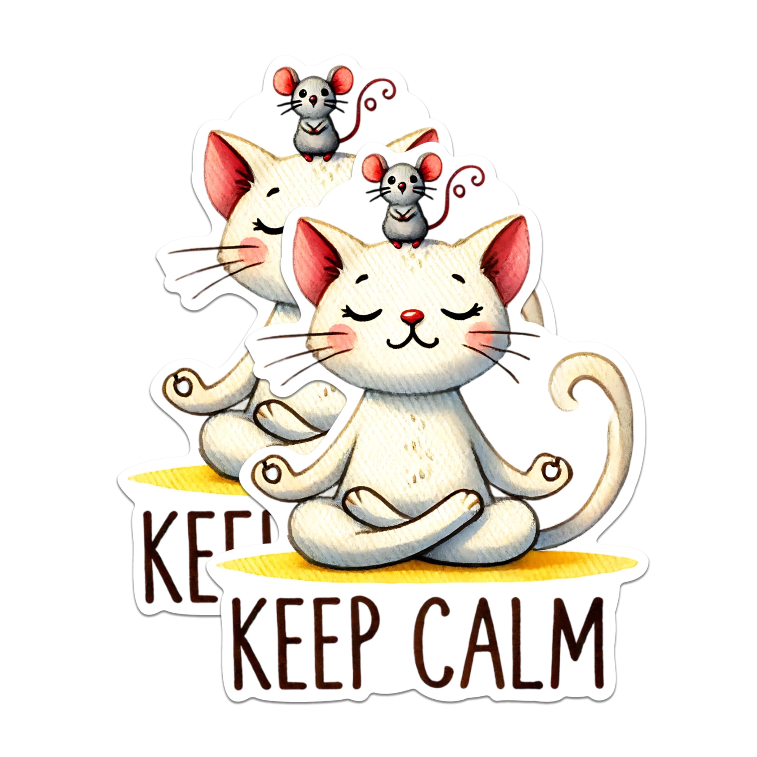 (2 Packs) Keep Calm Meditating Cat Magnets - Cat Meditation Yoga Peace Magnets - 5 Inches On Longest Side - Premium Magnet - for Fridges, Toolboxes, Cars - Made in USA - MAG2427