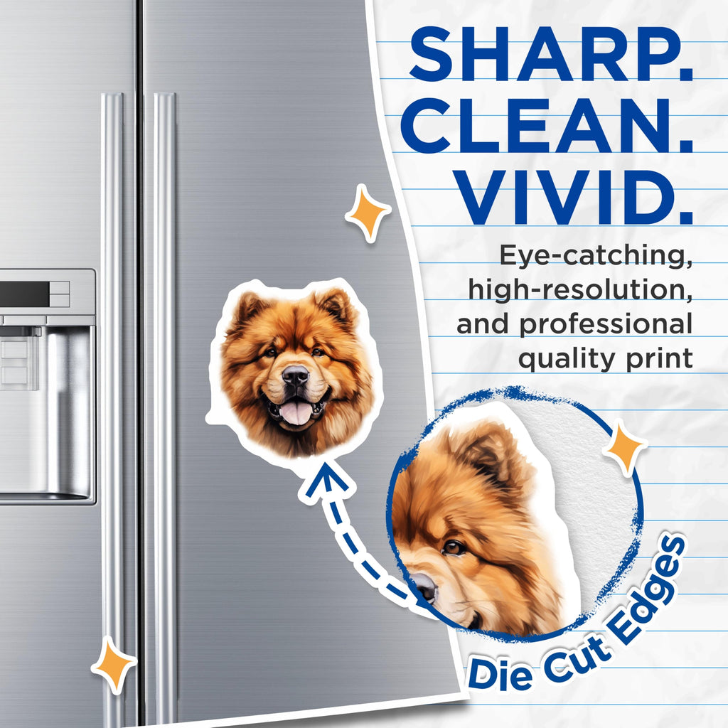 (2 Pack) Chow Chow Dog Magnets - Cute Pet Lover Decor - Fluffy Animal Portrait Fridge - 5 Inches On Longest Side - Thick Durable Magnet - Made in USA - MAG28126