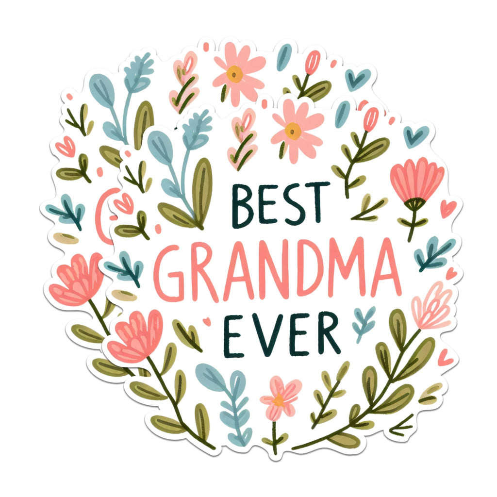 (2 Pack) Best Grandma Ever Magnets - Floral Grandma Magnets - Family Appreciation Magnets- 5" On Longest Side - for Fridges, Toolboxes, Cars - Made in USA - MAG2555
